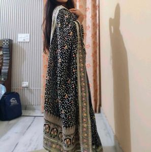 Elegant Black Embroidered Saree