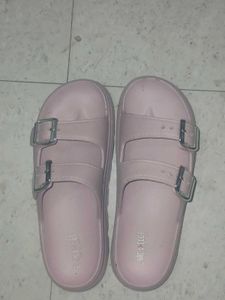 Pink Double Buckle Slides