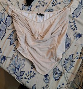 Ruched Drape Neck Corset Top