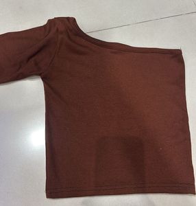 Brown One Shoulder Top