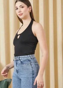 Shein Halter Neck Sleeveless Front Cut-Out Leotard