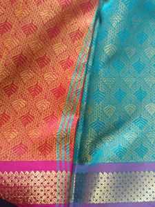 Beautiful Teal &amp; Gold Silk Saree
