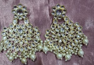 Sale❗️Exquisite Kundan &amp; Pearl Dangle Earrings