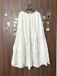 White Long Fairy Skirt and Green Boho Medium Skir