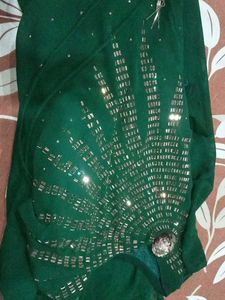 green colour long gown ....  mirror work