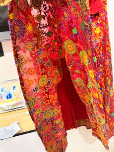 Vibrant Embroidered Red Ethnic Skirt