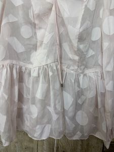 Sheer Geometric Print Peplum Blouse