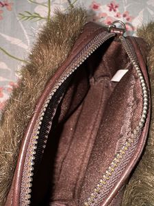 Faux Fur Olive Chain Clutch Bag