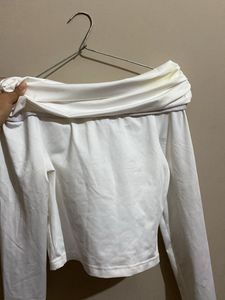 Off-Shoulder Ruched Long Sleeve Top