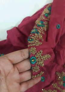 Elegant Maroon Kurta with Embellished Neckline