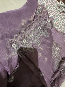 Purple Embroidered Saree with blouse