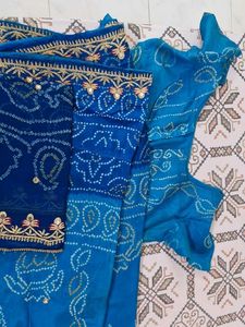 Blue Bandhani Kurta Set
