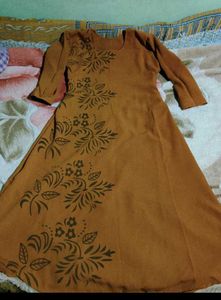 Elegant Brown Floral Print Maxi Dress