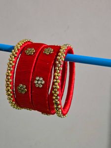 ❤️Vibrant Red Silk Thread Bangles