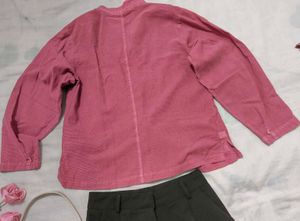 women mandarin collar knot Button shirt NKD