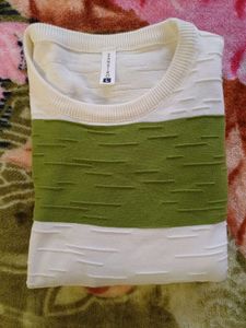 Striped Green &amp; White Casual party wear T shirt