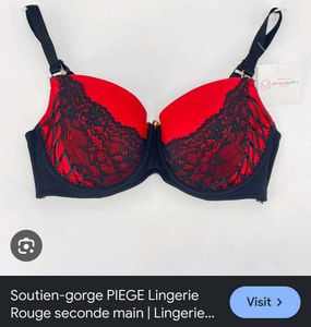 Red &amp; Black Lace Bra &amp; Panty Set