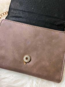 Brown crossbody bag with patches
