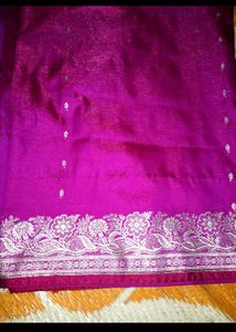 Magenta Silk Saree with Silver Border