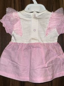 Pink Teddy Bear Baby Girl Frock | Cute Ruffle Slee