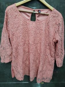 Mess Net Peach Top With Linning