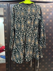 Forever 21 Green ikat pattern Casual skater Dress