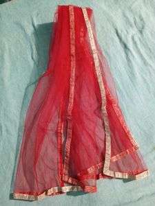 Red Embroidered Anarkali With Dupatta