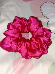Bright Pink Satin Scrunchie