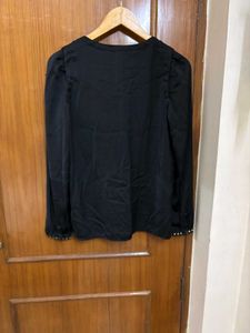 Black Mango V-Neck Blouse