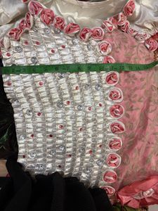 Designer Pink &amp; White Embellished Gown