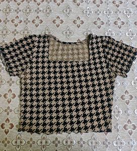Houndstooth Square Neck Crop Top