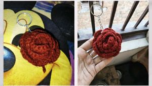Handmade Red Rose Keychain