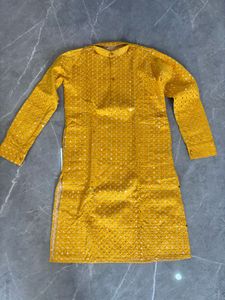 Mirror Work Mustard Fabric kurta set