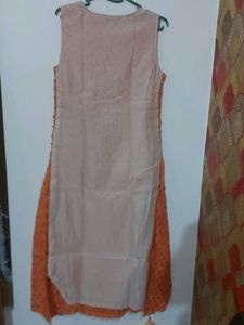 Orange Coloured Cotton Festive Kurta With Latkans
