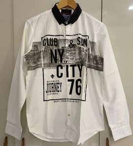 Men's White NYC Graphic Print Shirt