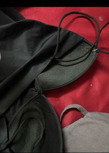 Chic Black Spaghetti Strap Bikini Top