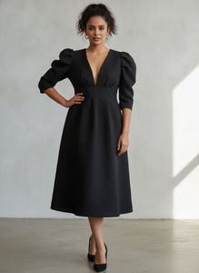 Chic Black Puff Sleeve Top