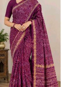 Beautiful Purple Bandhani Saree