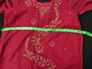 Maroon Georgette Stitched Dress