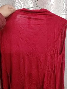 Red Sleeveless Cardigan