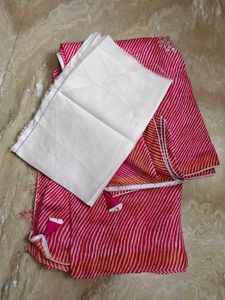 Beautiful Pink and white Saree With Coding Work