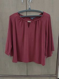 Burgundy Top with Bell Sleeves