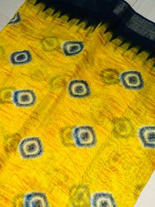 New Vibrant Yellow &amp; Blue Saree