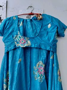 Bohemian Teal Ethnic Skirt with Gold Accents
