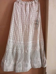 Elegant White Chikankari Lehenga Skirt