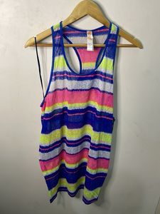 Vibrant Striped Swim Cover-Up Top