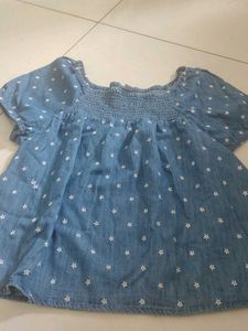 Cute Denim Star Print Top