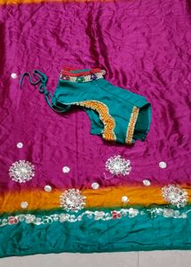 Vibrant Saree with Embellishments