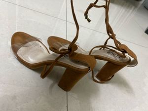 Stylish Brown Lace-Up Block Heels