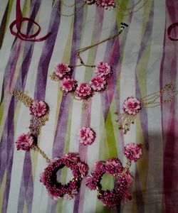 Baby Pink Floral Jewellery Set for Women